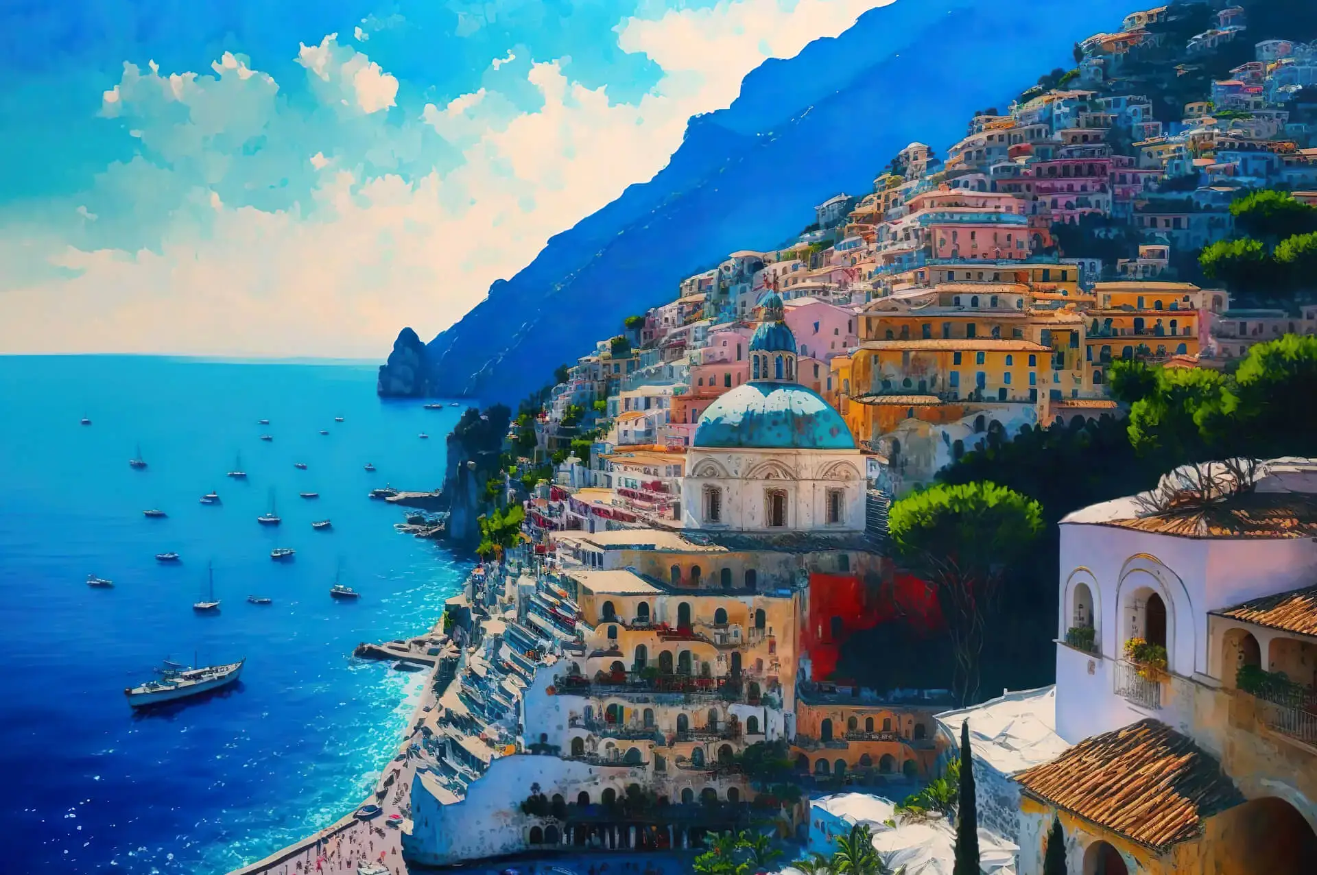 Amlfi coast painting Italy