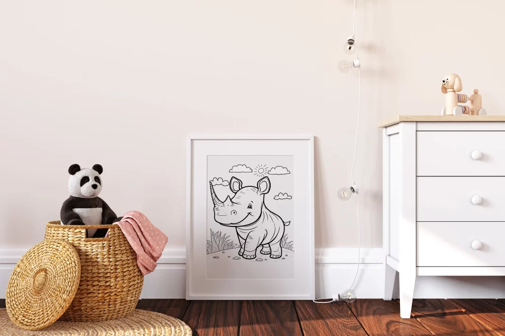 Baby Rhino Nursery Poster