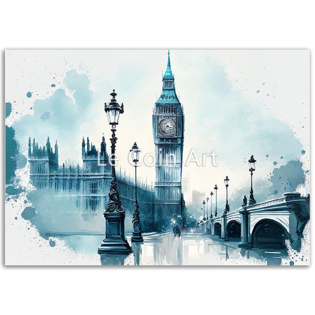 London in Blue Wall Painting