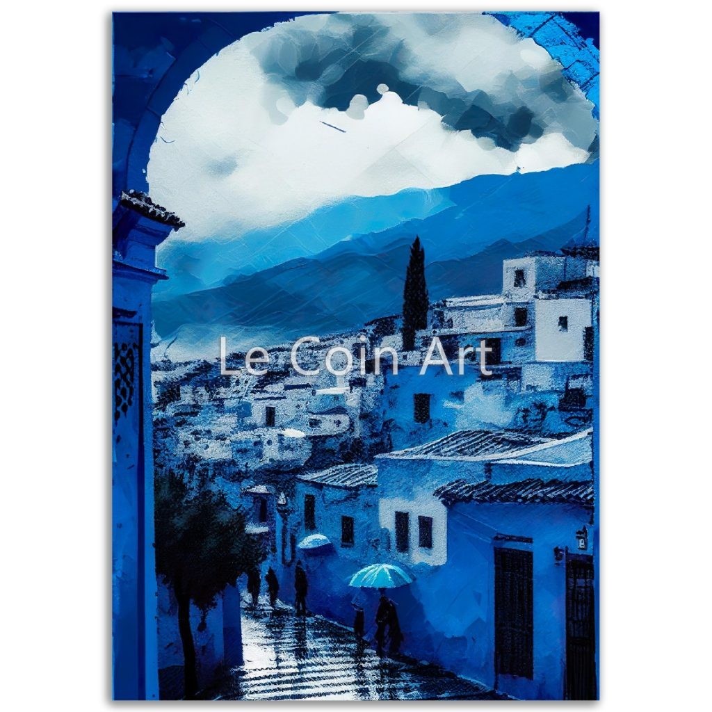A rainy day in Chefchaouen An Oil Painting