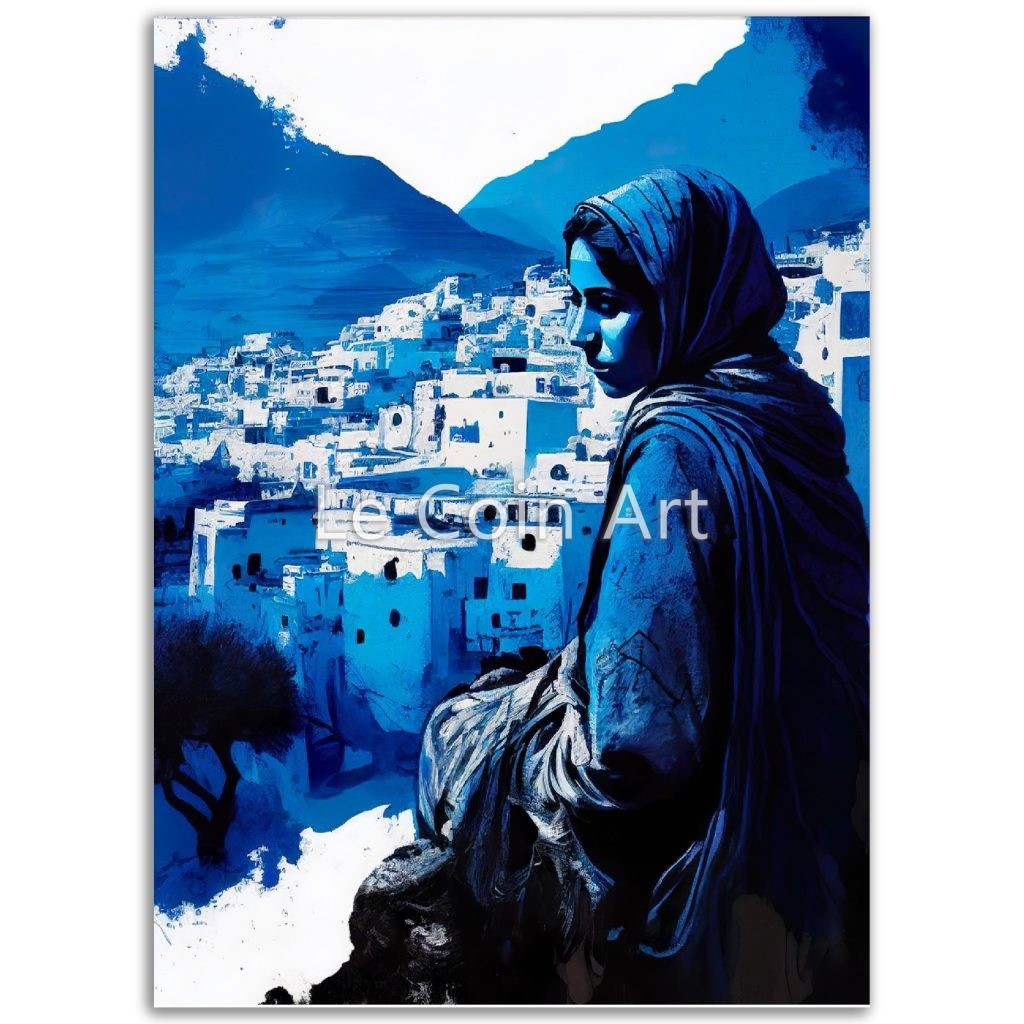 A Moment of Blue Gaze - Moroccan Art