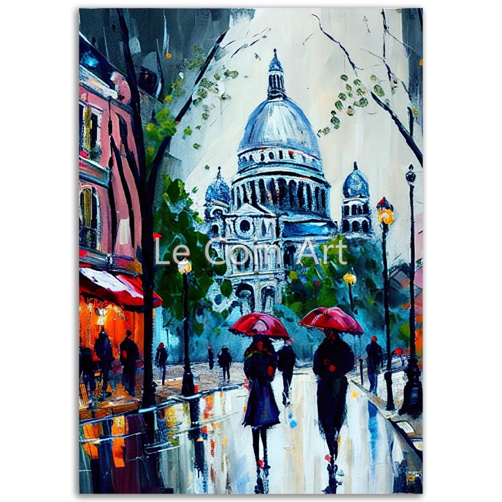 Couple walk in Montmartre Oil painting