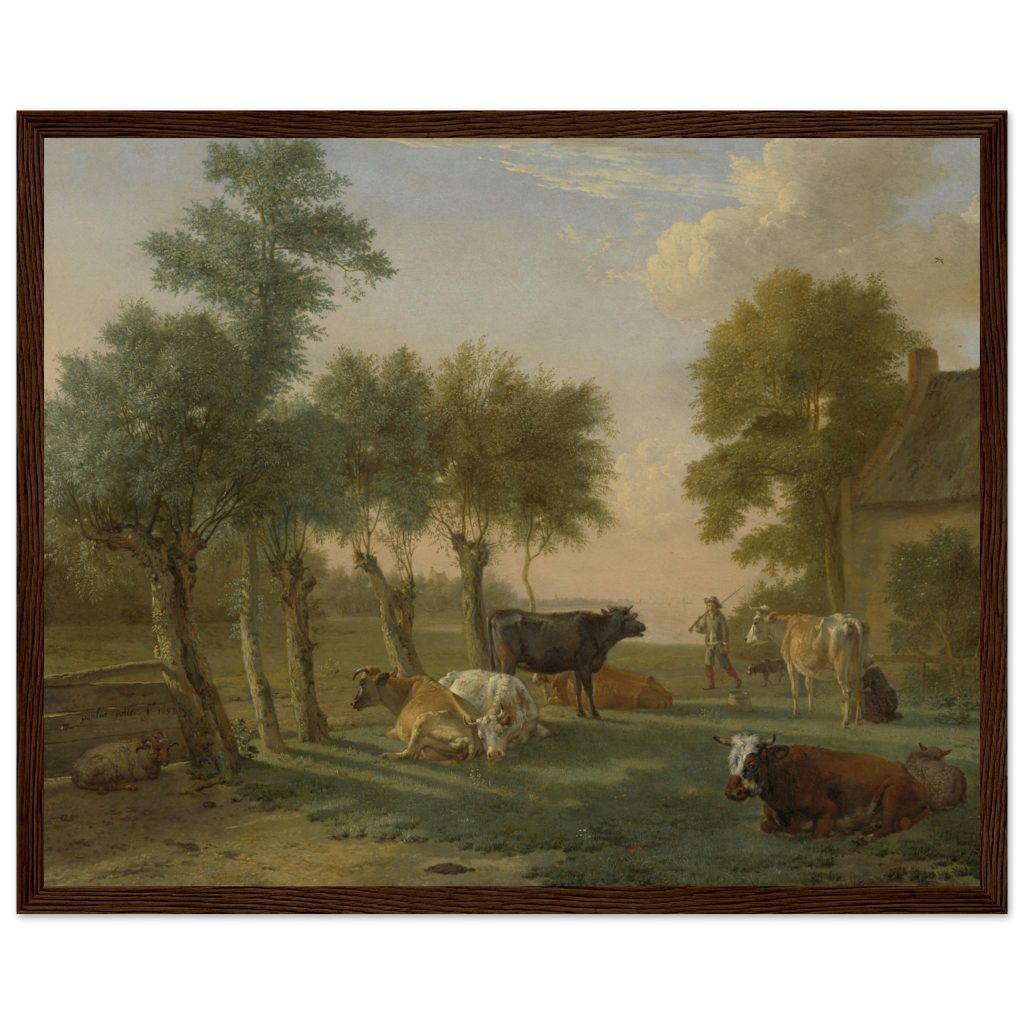 Cows in a Meadow near a Farm by Paulus Potter 1653