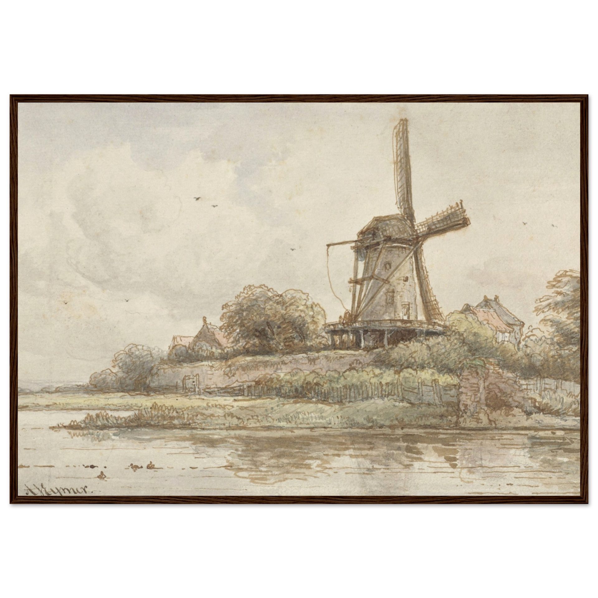Mill on Ramparts by Arnoldus Johannes Eymer 1830-60