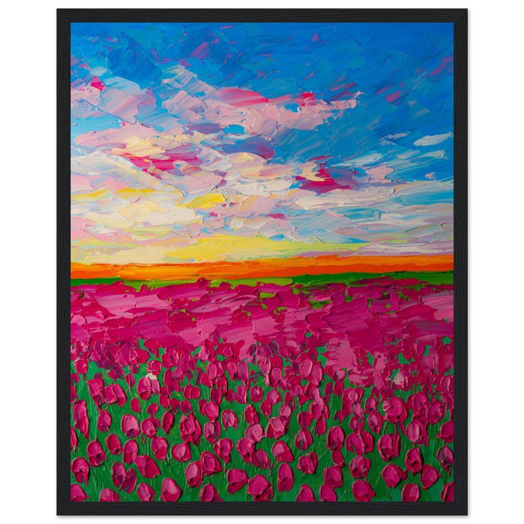 Colorful tulip fields, Abstract Oil Painting