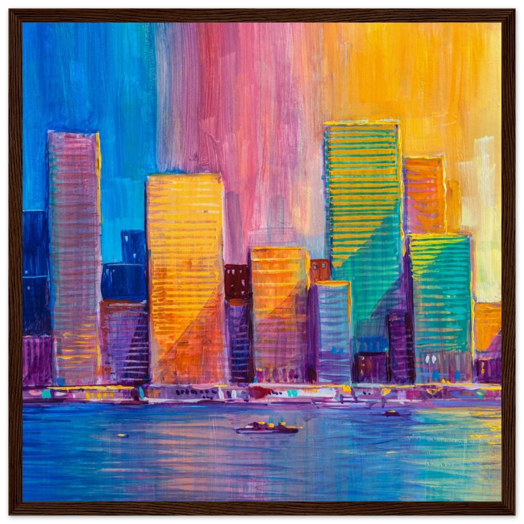 Artistic painting of skyscrapers - Abstract style Cityscape Panorama